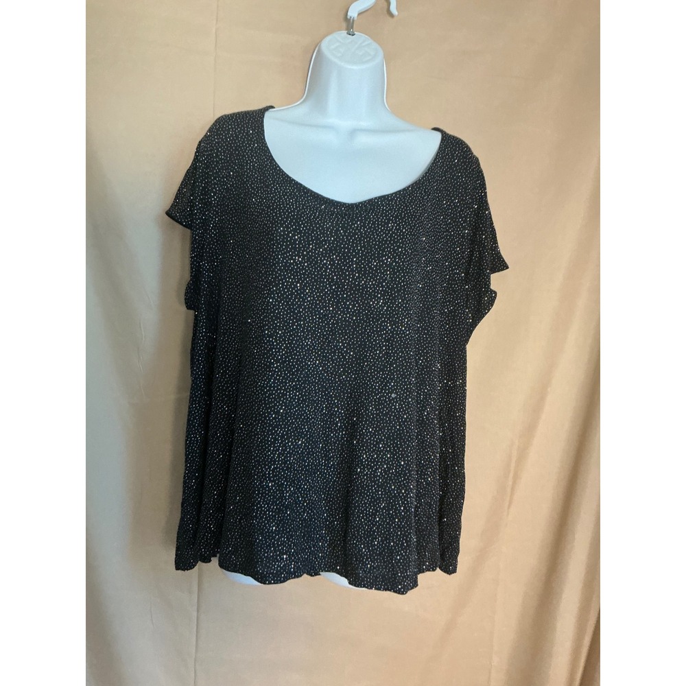 Jennifer Lopez  Sparkle Top Women 1X Black Strappy Crisscross Back Glitter